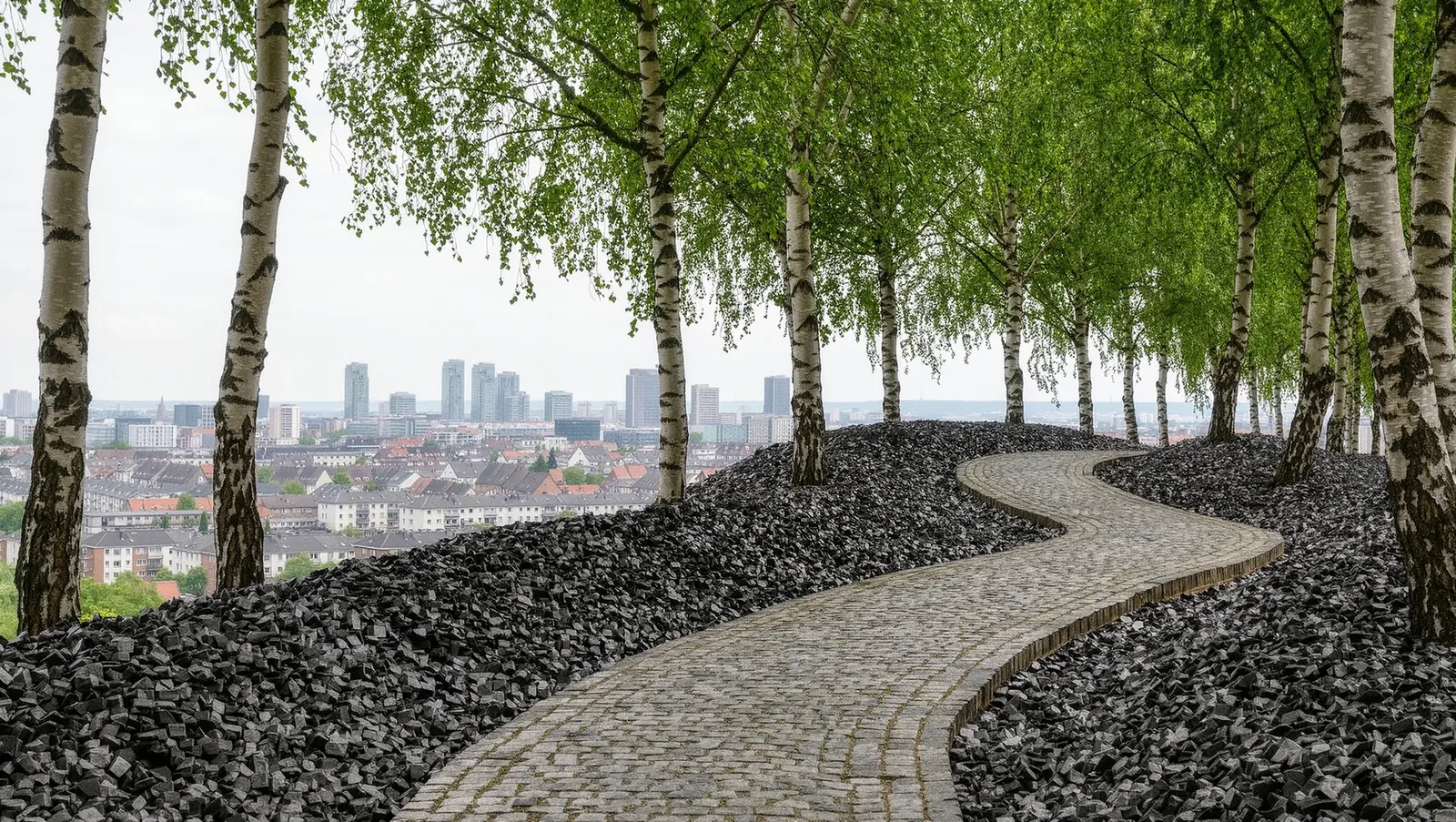 Symbolbild begrünte Halde mit Fernblick